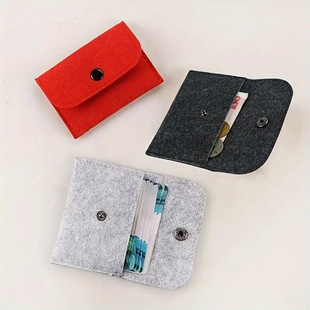 Felt Ultra-light Simple Coin Purse Card Bag Certificate Storage Bag Portable Flip Cover Anti-loss Customizable Logo Small Bag