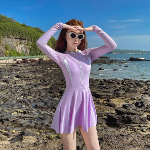 2025 New Swimwear Women's One-piece Skirt Conservative Belly Covering Slim Sexy Sports Style Hot Spring Swimming Pool Swimwear
