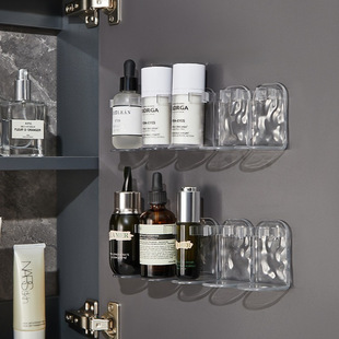 Sticky Hook Mirror Cabinet Corrugated Storage Rack Storage Rack Transparent Row Wall Hanging Storage Rack Punch-Free Adhesive Door Rear