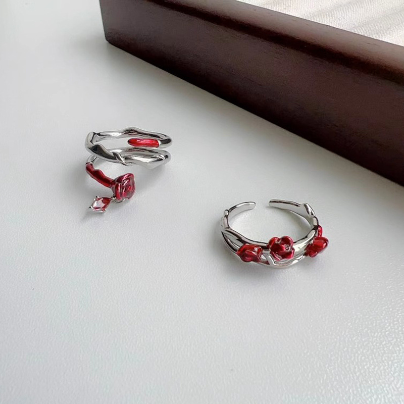 Design sense niche personality rose ring female cold style sweet high-end sense light luxury open index finger ring jewelry
