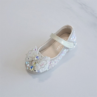 2537 Children's Shoes 2025 Autumn New Korean Style Shiny Rhinestone Girls Princess Shoes Leather Shoes Fashion Mary Jane Trendy Shoes