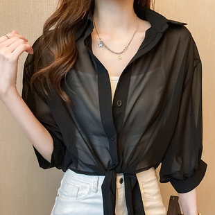 Chiffon Cardigan Outer Wearing Women's Spring and Summer Fairy Top Short Western-style Shirt Chiffon Sunscreen Small Shawl Outer Wearing