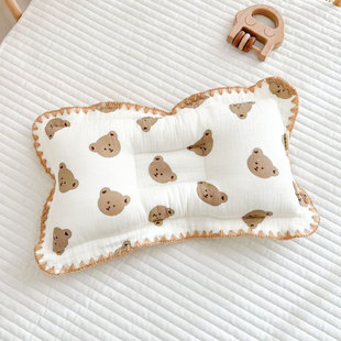 8-layer gauze Korean style newborn styling pillow shell side cotton breathable sweat-absorbent baby bear pillow manufacturers