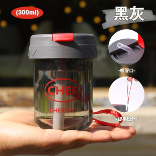 Factory Direct Supply Ton Ton Bucket Summer Plastic Ton Ton Cup Sports Water Cup Student Portable Straw Cup Double Drink Cup