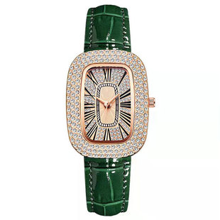 Small green watch women's watch female niche pigeon egg Internet celebrity TikTok fast hand live wholesale rhinestone starry women's watch