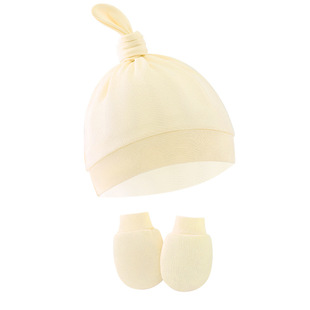 Foreign trade Europe and the United States newborn fetal hat baby hat pacifier knotty anti-scratch gloves set 8308