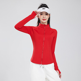 Fitness Clothing Women's Long-sleeved 2024 New Autumn and Winter Quick-drying Training Morning Running Clothing Yoga Clothing Outdoor Running Sports Jacket
