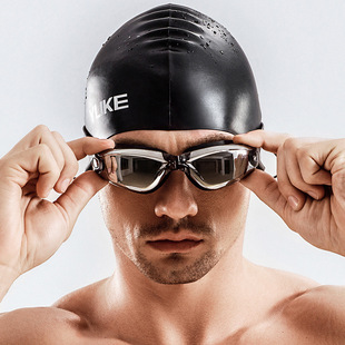 Yuke Swimming Goggles Men and Women Electroplated Anti-fog Swimming Glasses with Earplugs Flat Goggles Myopia Cross-border Exclusive