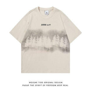 Cross-border foreign trade Generation hair American retro graffiti letter printing short sleeve T-shirt men's and women's loose ins hip-hop half sleeve T-shirt