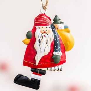 Cross-border Explosions Christmas Decoration Red Hat Old Man Station-shaped Iron Christmas Decoration Pendant