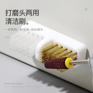 Nail polish head cleaning brush dual-purpose soft hair copper wire brush head metal material with adhesive paste dust cleaning
