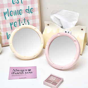 Peach Shape Makeup Mirror Angle Adjustable Desktop Desk Mirror Home Desktop Princess Mirror Dormitory Small Mirror Women
