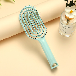 Huiyun Pai Bone Comb Macaron Hollow-out Quick-drying Hair-free Hairdressing Comb European and American Cross-border Handle Massage Comb