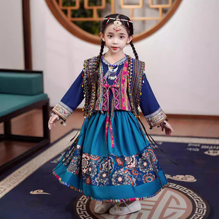 Fengcai Liui Miao Girls Kids Kids Hanfu Kids Экзотическая этническая одежда Miao Kijia