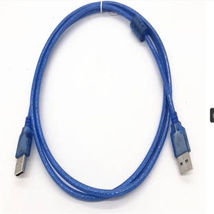 Wholesale USB1.5 meter all copper transparent blue double male magnetic ring meter 3 meter 5 meter 10 meter USB cable