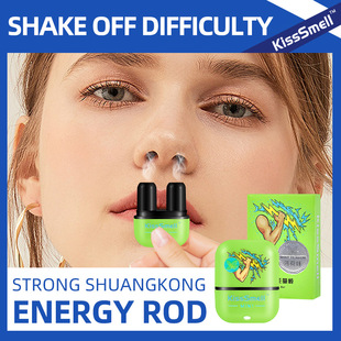 [Cross-border Hot Selling] Double-hole Nose Suction Refresher Stick Mint Plant Essential Oil for Outdoor Travel