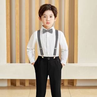 Children's suit New 2023 autumn long-sleeved shirt trousers birthday flower children's dress boys children's suspender suit