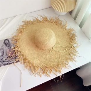 Mint Mambo Flower Woven Fisherman Hat Women's Summer Seaside Vacation Big Brim Straw Hat Foldable Sun Protection Hat