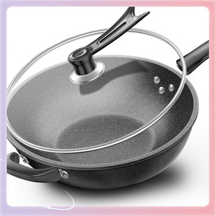✣ New Type of Medical Stone Non-Stick Pan, Multi-Specification Household Cooking Pan, Lightweight Frying Pan, Universal Stove, Wrought Iron Pan Batch