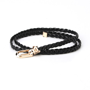 Korean fashion ladies knot decoration woven belt candy color small belt simple personality clip belt wholesale