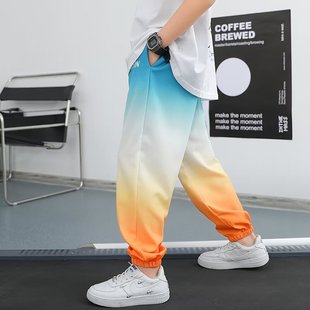 Boys' Anti-mosquito Pants Children's Ice Silk Sports Pants 2024 Summer Thin Big Children's Summer Street Dance Pants Quick-drying Trendy