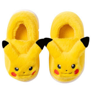Хлопковые тапочки Pikachu, женские осенне-зимние 2023, Новые Домашние домашние туфли на Луне, милые Нескользящие теплые хлопковые тапочки с героями мультфильмов
