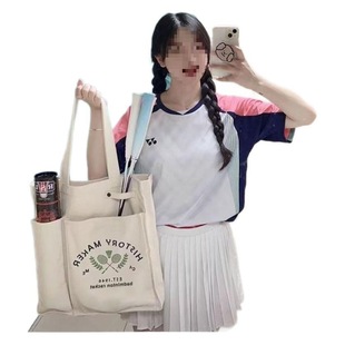 Badminton Racket Bag Sports Fitness Large-Capacity Canvas Bag Single Shoulder Women's New High-Looking Portable Tennis Bag