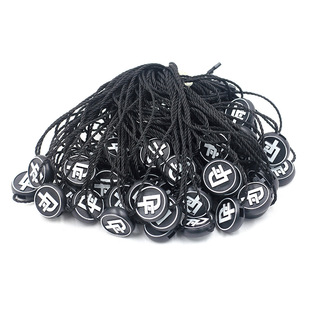 Clothes round plastic tag hanging rope clothing polyester hanging rope metal hanging grain logo bronzing two-in-one hanging grain