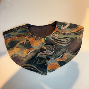 New Chinese Style National Style Shawl Women's Shirt Cheongsam with Silk Brocade Embroidered Shoulder Padware False Collar Cloud Shoulder