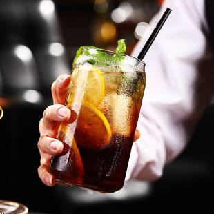 Cross-border FCM Qualification Coke Glass Straight Cold Drink Coffee Cup Transparent Borosilicate Cans Shaped Glass Cup
