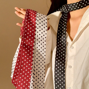 Black Poll Dot Scarf Light Luxury High-end Women's Neck Hair Band Autumn New All-match Fashion Matching Shirt