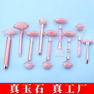 in stock wholesale natural powder crystal jade roller massager suit facial massage scraping beauty container