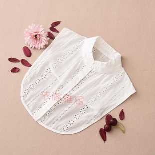 Autumn and winter all-match fake collar children's wooden ear mesh decorative collar fake collar white stand collar with base fake collar