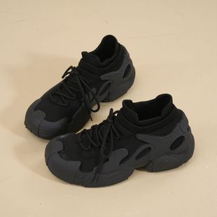 2024 Spring and Summer New Soft Leather Dad Shoes Women's Tide Small Tall Thick Sole Soft Sole Sports Casual Shoes
