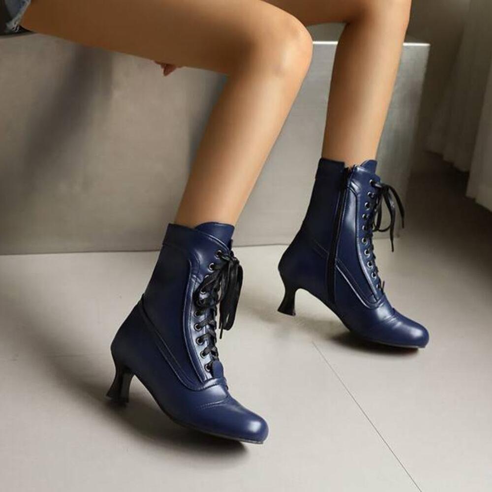 Victorian Short Boots Japanese Style Solid Color Short Boots Women's Boots Cross-Border Women's Shoes Foreign Trade Women's Boots Dropshipping Large Size Ankle Boots Wholesale
