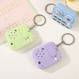 Cartoon Retro Tape Machine Keychain Children Playable Disc Maker Toy Claw Machine Small Gift Bag Hanging Ornaments