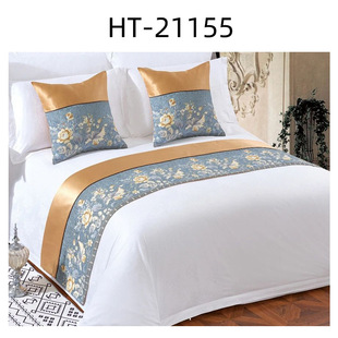 Factory direct management bed end towel solid color embroidered LOGO hotel cloth grass bed flag 1.2 bed 1.35 meters bed 2.0 meters bed
