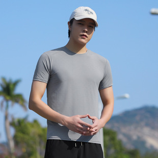 2024 ice silk short sleeve summer thin breathable sports quick-drying T-shirt cool feeling T-shirt elastic quick-drying men's can be pressed standard