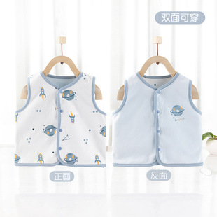 Baby's Vest Baby's Pure Cotton Pocket Children's Girl's Spring and Autumn Newborns Wear Outer Wear Vest for Autumn and Winter