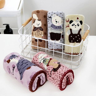 New Cross-Border Coral Velvet Hook Edge Printed Embroidered Cartoon Soft Absorbent Quick-Drying Gift Towel Bath Towel