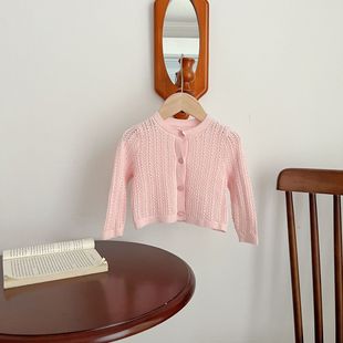 Korean Style All-match Air-conditioning Shirt Summer New Baby Cotton Knitted Cardigan Baby Girl's Thin Sun-protective Jacket for Going Out