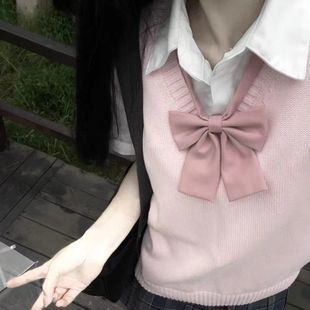 Japanese College Style Sleeveless V-neck Pullover Vest Vest Student Top Wear Sweet School Style All-match suit
