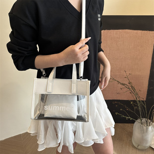 Transparent Bag Women's 2025 Spring New Arrival Jelly Bag Women's Bag Fashionable Simple All-Match Portable Shoulder Crossbody Small Bag