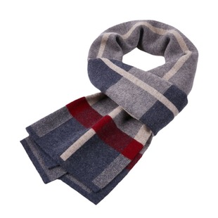 100% pure wool scarf wool men's autumn and winter versatile thickened Plaid warm scarf factory wholesale scarf