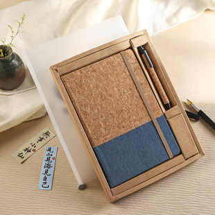 A5 notebook logo business meeting minutes environmentally friendly PU cork notepad in stock wholesale
