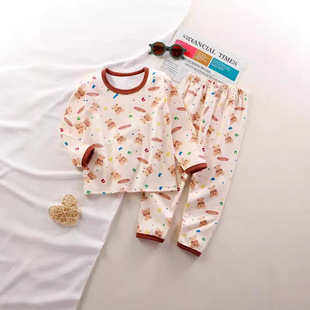 Children's Underwear Velvet Warm Clothes Boys and Girls Autumn Clothes and Pants Pajamas Home Clothes Baby Home Clothes