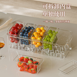 Fresh-keeping Box Food Fruit Box Transparent Detachable Drain Salada Plate Plastic Small Storage Box with Lid and Flip