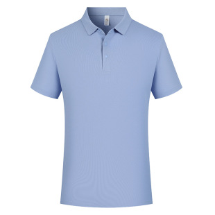 Business 50 four-button seamless pressure glue cool polyester cotton ammonia lapel polo polo shirt men's high-end custom
