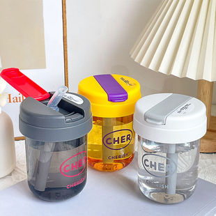 New Summer Straw Lid Advertising Plastic Cup High-value Girl Student Portable Straw Cup Cute Big Belly Water Cup