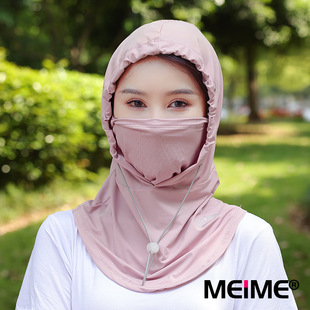Riding Neck Protection Integrated Sunscreen Hat Sunscreen Mask Women's Summer Full Face 2025 New Ice Silk Anti-UV